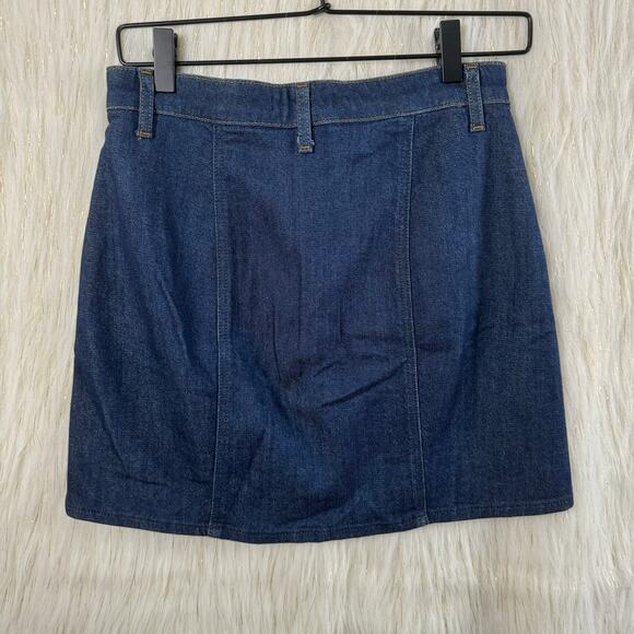 7 For All Mankind Dark Wash Denim Button Up Stretch Skirt Patch Pockets 26 - Picture 2 of 4